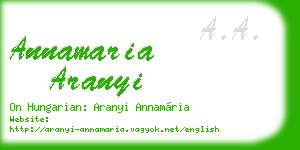 annamaria aranyi business card